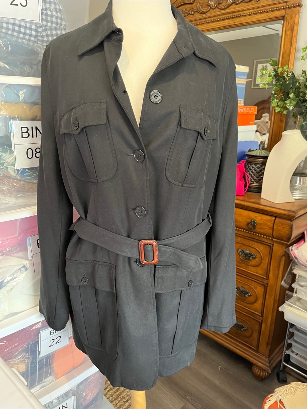 Lauren Ralph Lauren Black Belted Utility Jacket